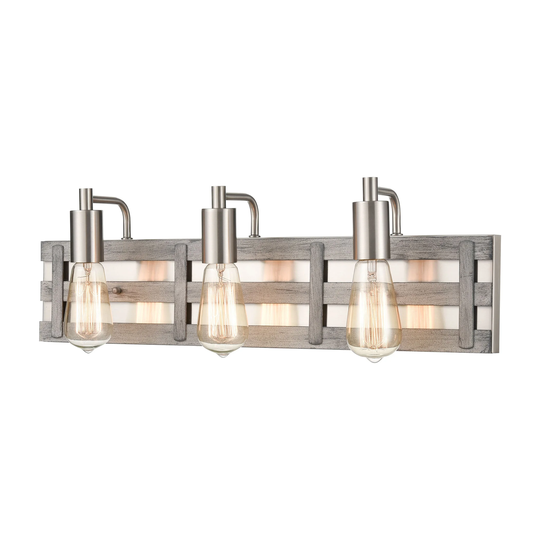 Brigantine 3-Light vanity light in Weathered Driftwood / Satin Nickel