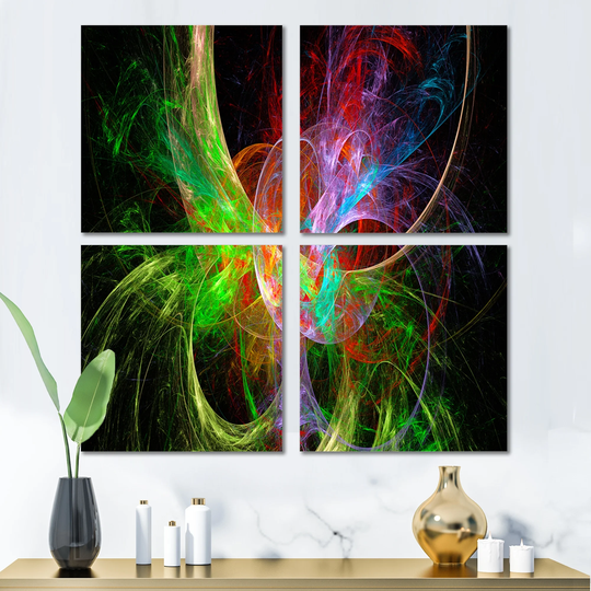 Designart 'Multi Color Fractal Abstract Design' Abstract Canvas Wall Art Print