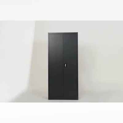Metal Storage Cabinet With 2 Doors And 4 Shelves, Lockable Steel Storage Cabinet For Office, Garage, Warehouse