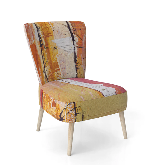Designart 'Orange Glam Natural Wood' Upholstered Traditional Accent Chair