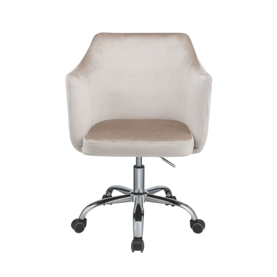 Velvet Upholstered Office Chair in Champagne and Chrome Finish
