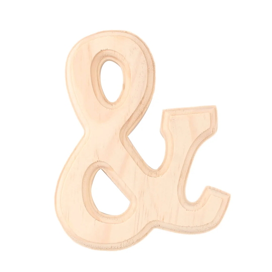 Wedding Party Wooden Decor English Symbol Letter Alphabet DIY Wall - Wood Color - 5.4" x 5.1" x 0.55"(L*W*T)
