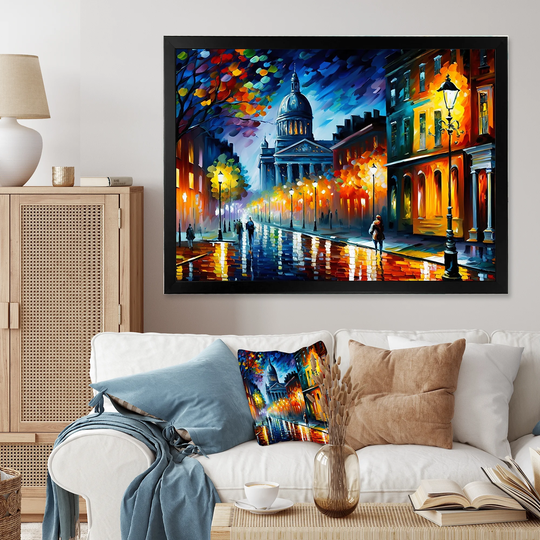 Designart 'Colorful Montreal City II' Cityscapes Framed Art Print