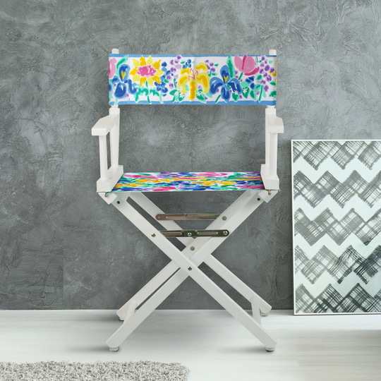 18" Director's Chair White Frame-Garden Flowers - 21.75"W x 17"D x 33.75"H