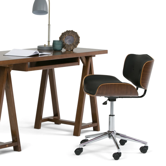 WYNDENHALL Perry Swivel Adjustable Executive Computer Bentwood Office Chair - 22 W x 25 D x 34.1 H