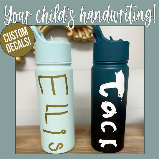 Custom Vinyl Name Decal For Tumbler | Personalized Pencil Box Your Handwriting Sheet Water Bottle Set Of 6