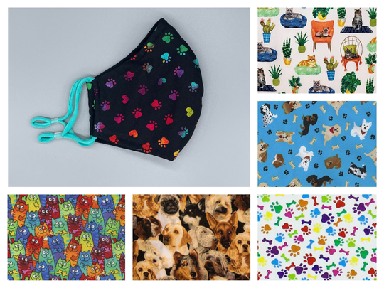 Paws, Cat, Dog, Kitty, Puppy Face Mask - Adult, Child, Kid, School, Adjustable, Nose Wire, Cotton, Washable, Handmade, Reusable
