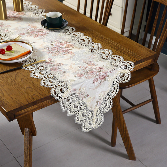 Lace Embroidery Floral Table Runner, Table Runners For Home, Floral/Placemats/Doilies, Table Decor, Table Cloth