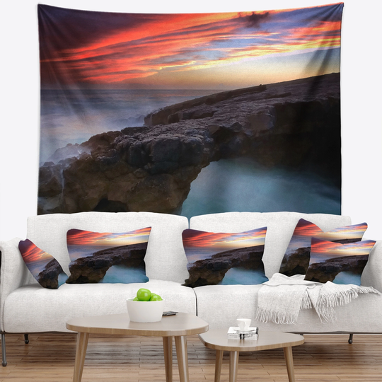 Designart 'Colorful Cabo Raso Seashore Portugal' Seashore Wall Tapestry