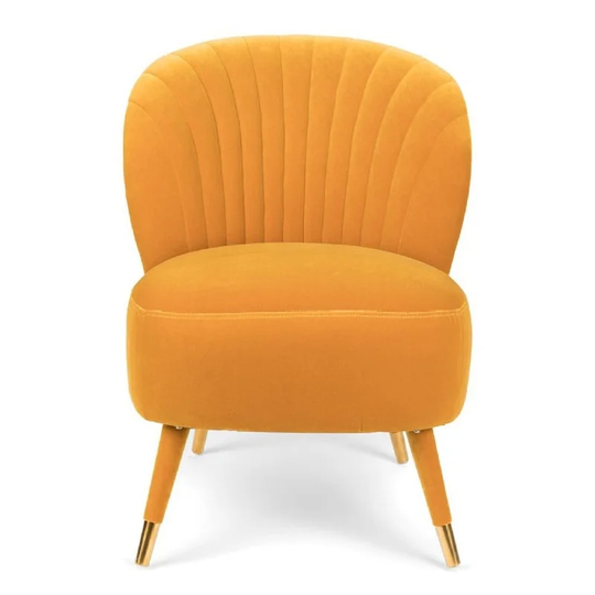 Bold Monkey Well Dressed Cocktail Scalloped Ochre Velvet Chair
