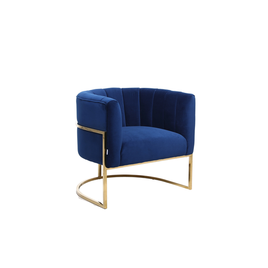 Modern Elegant Velvet Upholstered Barrel Chair Accent Chair Side Chair with U-Shaped Gold Base