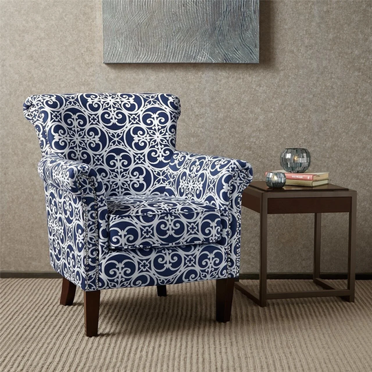 Madison Park Miri Navy/White Tight Back Club Chair
