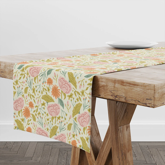 Table Runner Beautiful Vintage Flowers | Unique Design Decor High Quality Textile & Print Made in Eu