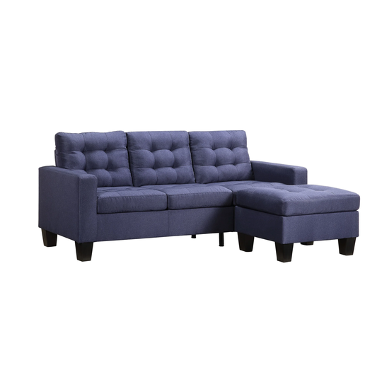 Earsom Sectional Sofa (Rev. Chaise) in Blue Linen