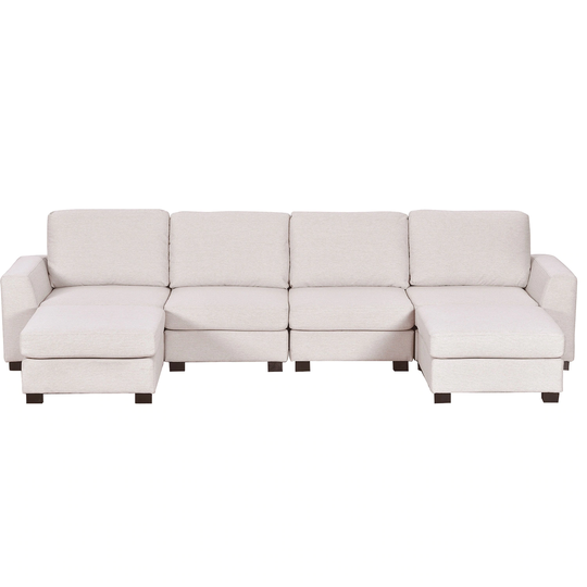 Modern Style U-Shape Sectional Sofa with Removable Ottomans
