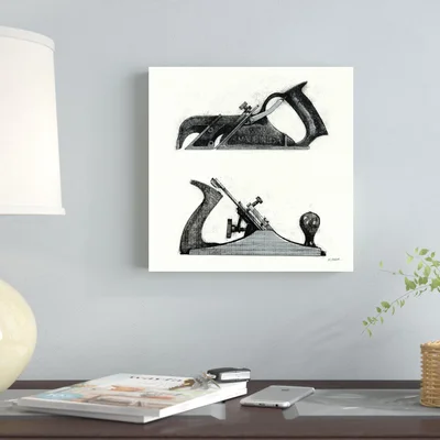 Planes with Color Crop by Mike Schick - Wrapped Canvas Drawing Print