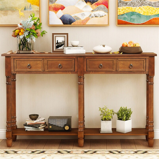 Storage Console Table Sideboard with Drawers&Shelf for Entryway,Brown