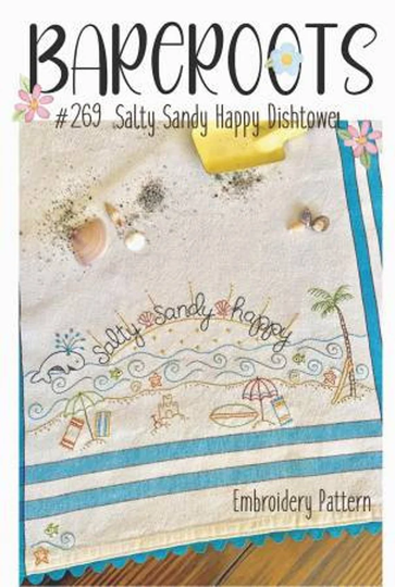 Salty Sandy Happy Hand Embroidery | Stitchery Dish Towel Full Kit With Pattern Bareroots Extra Blank Towels Available To Buy