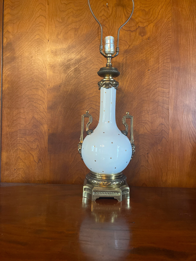 Vintage Gilded White Porcelain Table Lamp