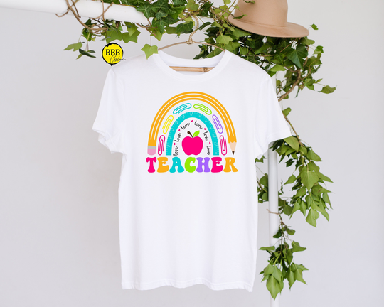 Teacher Pencil Rainbow Shirt, Gift, Appreciation, Life Funny Retirement