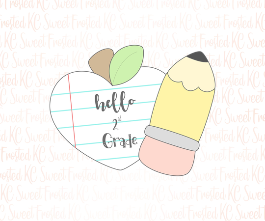Heart Apple Pencil Cookie Cutter