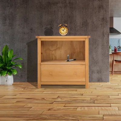33" Wide 2 Drawer Pine Solid Wood Sideboard