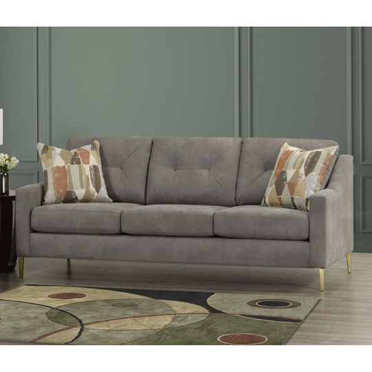 Weston Retro-Modern Grey Fabric Tufted Sofa