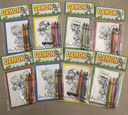 Plants Vs Zombies Party Favor Coloring Kit. Personalized Coloring Pages & Crayons. Custom Gift. Ideas