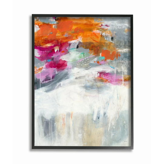 Porch & Den Bright Sky Grey Ground Orange and Pink Abstract Framed Art, Design By Artist Jill Martin - Multi-Color