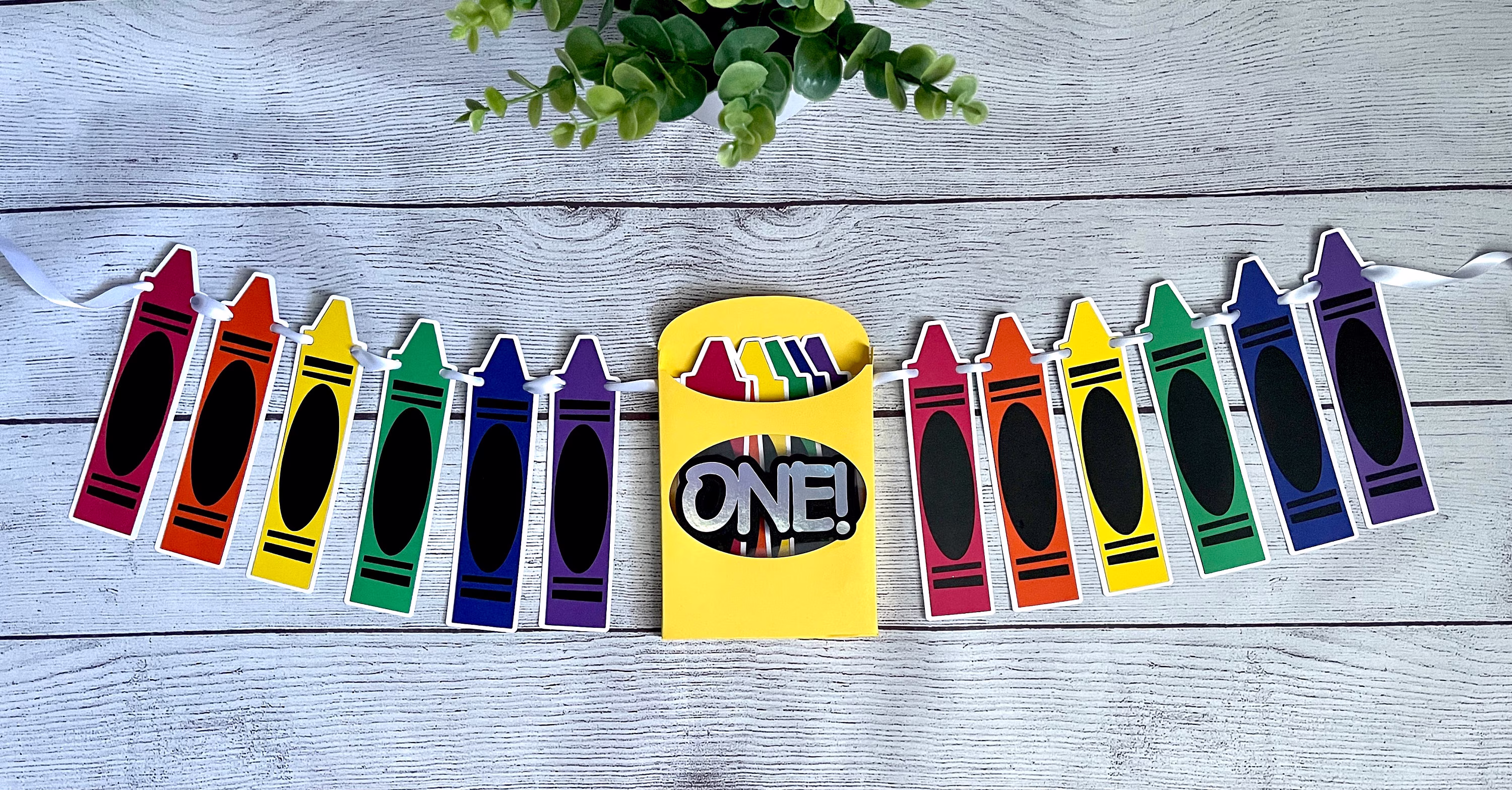 Crayon 1st Birthday High Chair Banner, Primary Colors First Party Decor, Rainbow Art Decoration, Baby's Decor