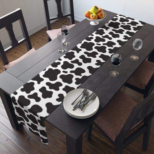Cow Print Table Runner, Farmhouse Decor, Housewarming Gift, Gift For Mom, Decor