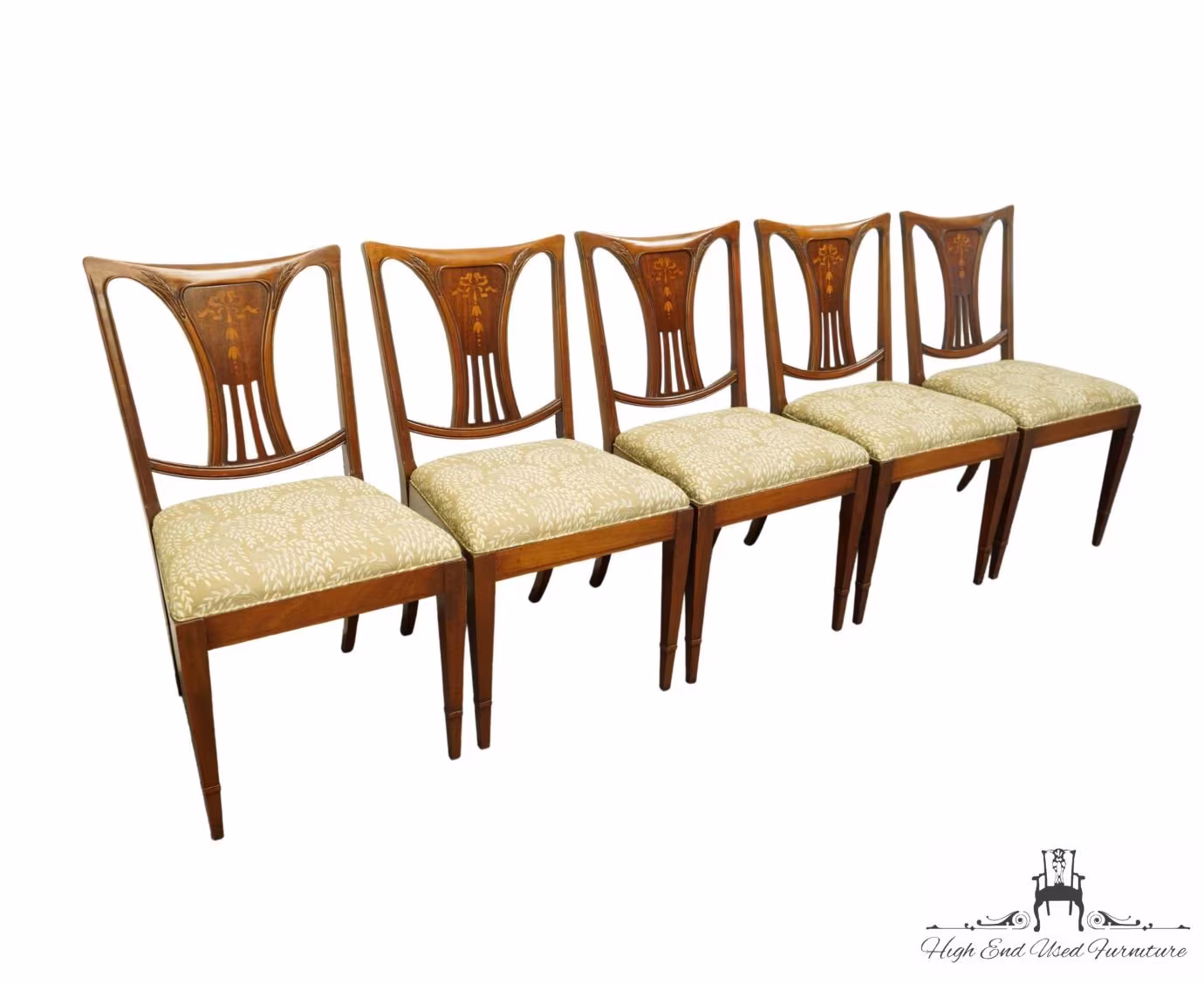 Set Of 5 Paine Furniture English British Imperial Style Dining Side Chairs
