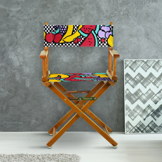 18" Director's Chair Honey Oak Frame-Mixed Fruit - 21.75"W x 17"D x 33.75"H