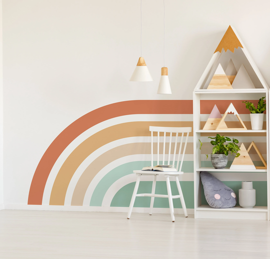 Behind The Crib Wall Decal, Colorful Rainbow Boy Nursery Decor, Baby Bedroom, Playroom Peel & Stick Removable 62