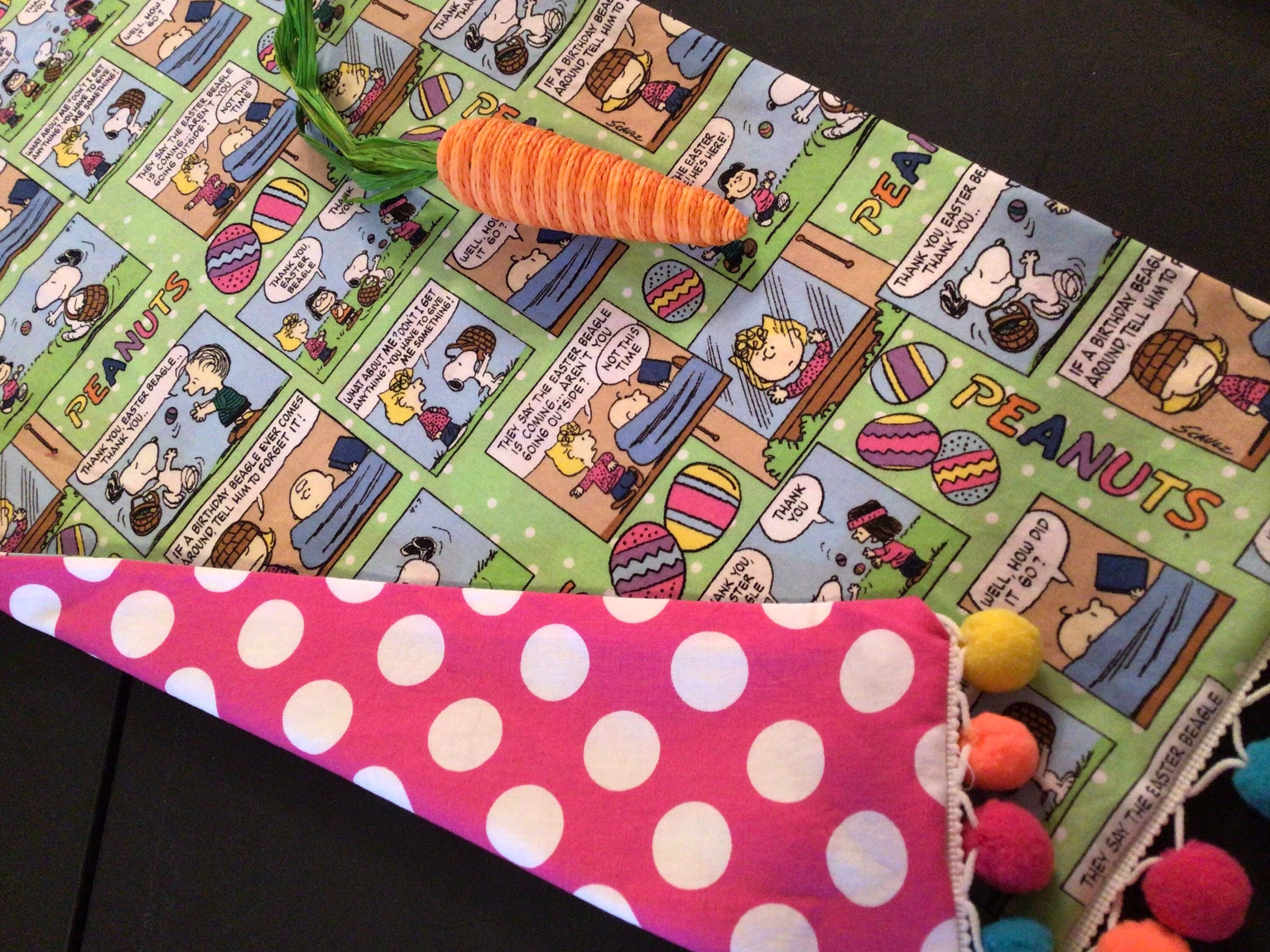 Snoopy Easter Table Runner Reversible Charlie Brown Eastertable Decor Spring Easterpeanut Gang Snoopy Tablerunner