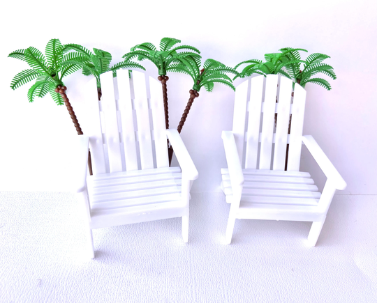 Beach Chair Cupcake Or Cake Topper Kit - With Palm Trees- 5 Pc Set