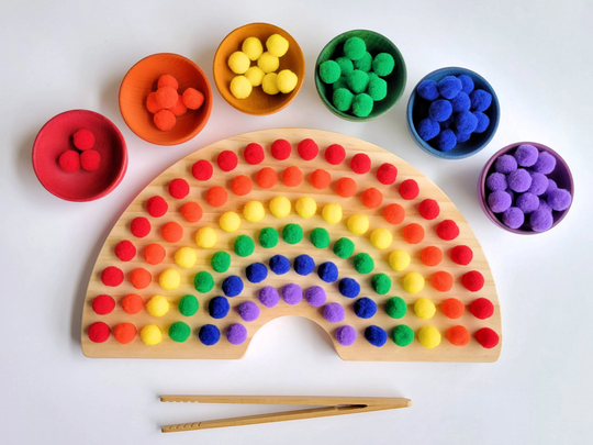 Montessori Color Sorting Rainbow Board - Wood Toys Materials Occupational Therapy Fine Motor Skills