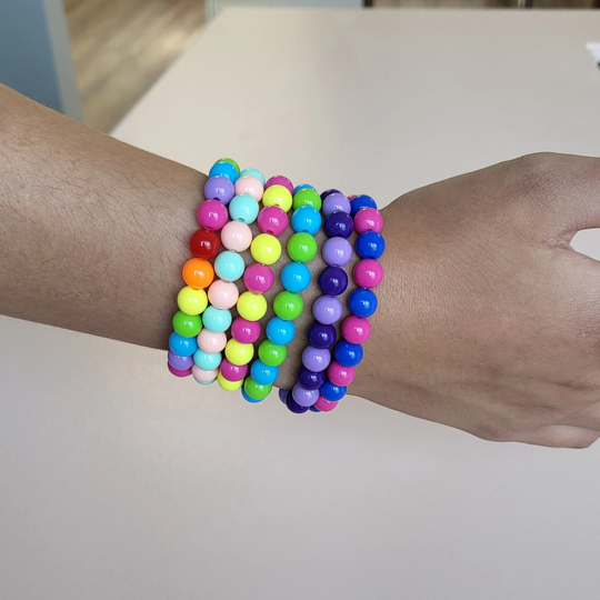Colorful Beaded Bracelets, Unisex Stretchy, Fishbowl Beads