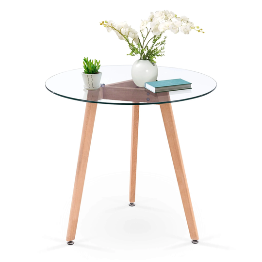 ivinta Modern Dining Table Round Glass Coffee Table Sofa Table Accent Side Table