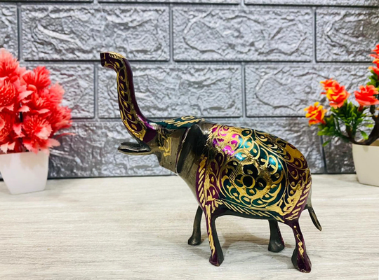 Elephant Brass Sculpture Art Table Top Cute Animal Ornament Living Room Decor Gift, Antique Figurine Statue Gift For Lovers