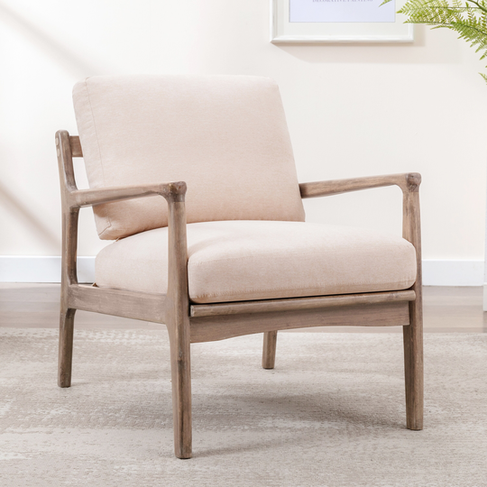 EYIW Modern Wood Frame Armchair, Accent Chair Lounge Chair for Living Room, Bedroom, Home Office