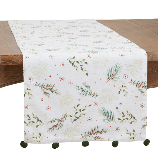 Table Runner With Christmas Foliage Design - 16"x72"