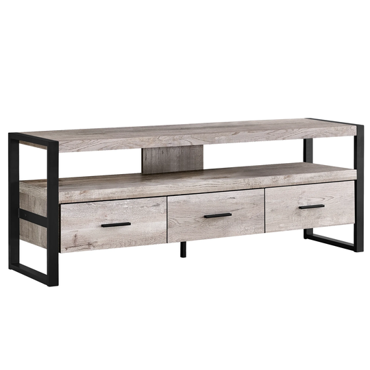 59" Taupe Brown and Black Contemporary Rectangular TV Stand