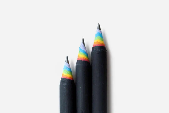 Rainbow Pencils, 3 Pack, Black | Recycled Paper Pencil Set For Lovers Of Unique, Designer Stationery
