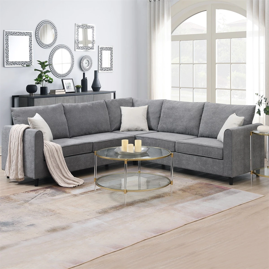 Merax 88" L-Shaped Sectional Sofa Couch with 3 Pillows