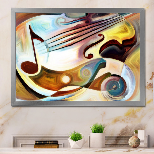 Designart 'Colorful Abstract Guitar Illustration V' Modern Framed artwork