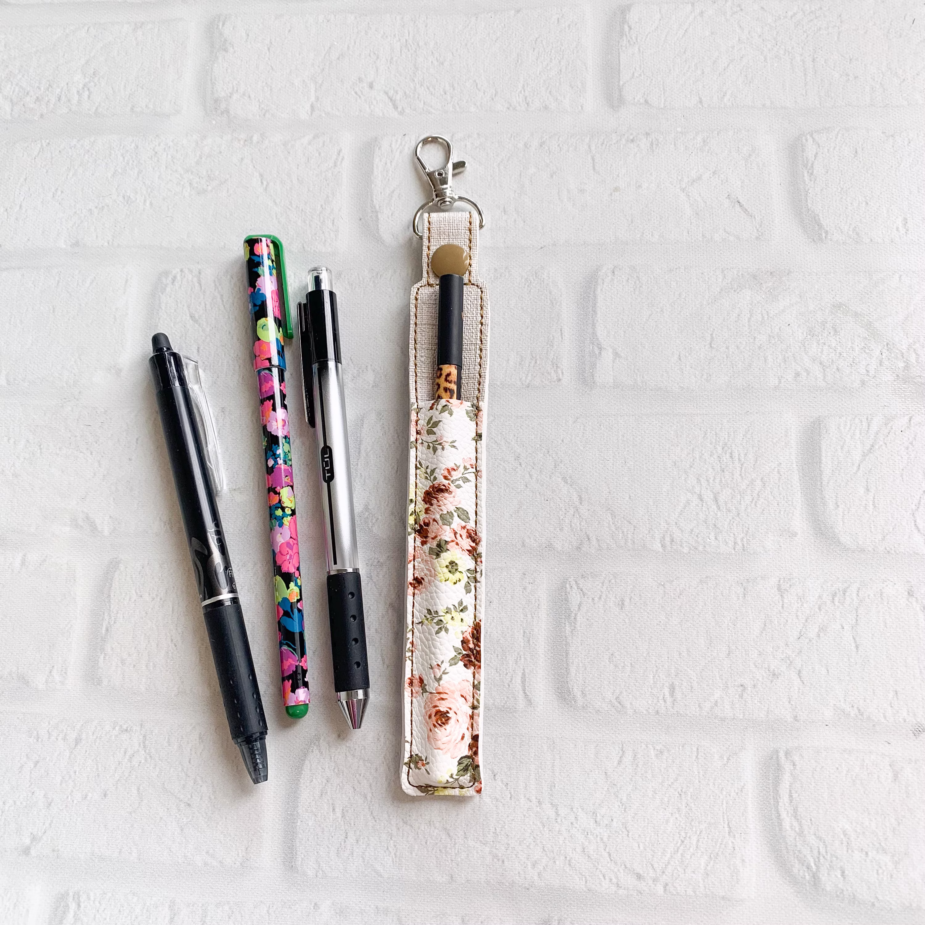 Farmhouse Coral Rose Pen Or Pencil Holder Keychain For Lanyard, Stylus Holder, Pen Case, Holder, Teacher Gift, Nurse Gift, Art