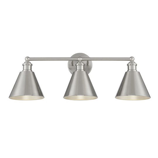 Meridian 3-Light Bathroom Vanity Light in Brushed Nickel