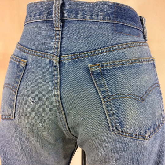 Size 34 Vintage Levis 501 Women's Jeans High Waisted Over-Sized 80's Distressed Button Fly Mom Boyfriend Made in Usa