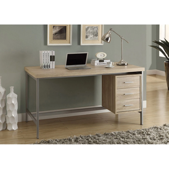 Offex Natural Reclaimed-Look / Silver Metal 60"L Office Desk